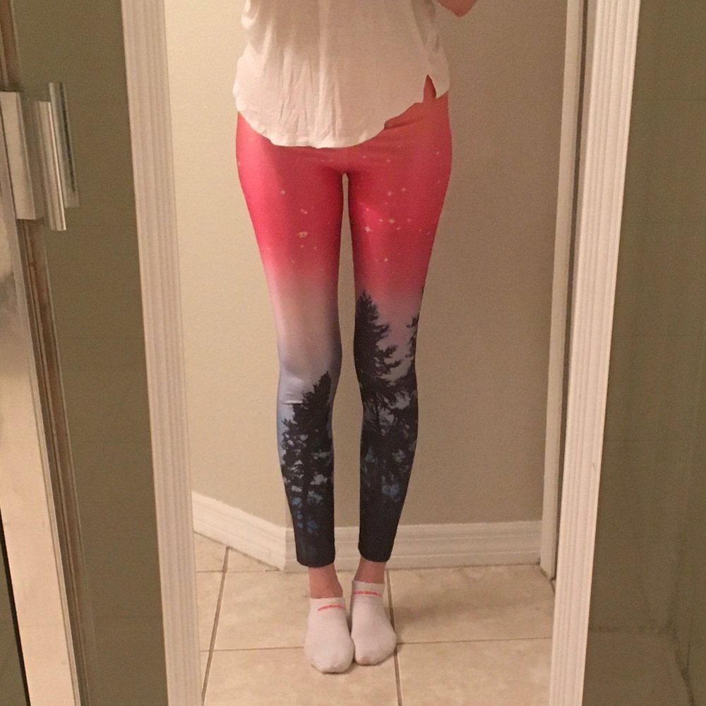 Galaxy Trees Leggings Music Festival Rave Colorful